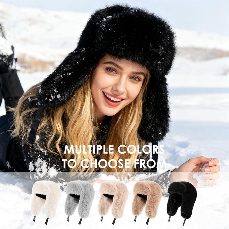 Gilotop Trapper Hat with Ear Flaps - Winter Russian-Style Fur Pilot Ushanka, Windproof Skiing for Men & Women - Image 5